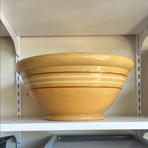 Antique Yellow Clay Striped Ceramic Bowl